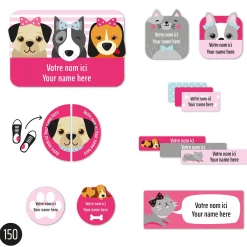 Essential Name Labels - Pink Dog