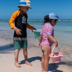 Flower Stripe Uv Swimsuit 2-10