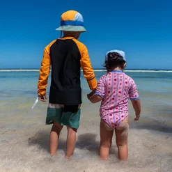 Flower Stripe Uv Swimsuit 2-10