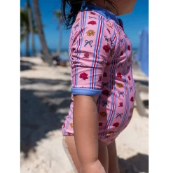 Flower Stripe Uv Swimsuit 2-10