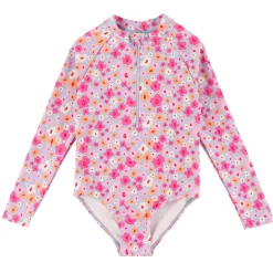 Flowers Long Sleeve Swimsuit 2-14y