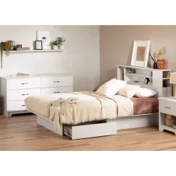 Fusion Double/Queen Bookcase Headboard - Pure White
