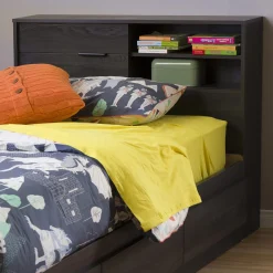 Fynn Twin Headboard with Storage - Gray Oak