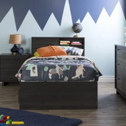 Fynn Twin Headboard with Storage - Gray Oak