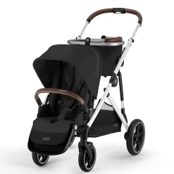 Gazelle S Stroller - Silver Frame with Moon Black Seat