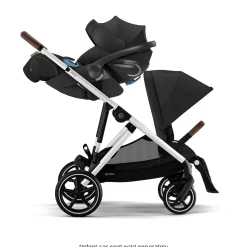 Gazelle S Stroller - Silver Frame with Moon Black Seat