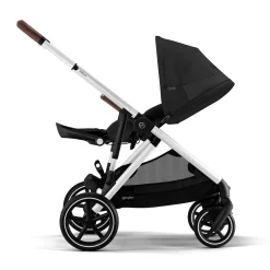 Gazelle S Stroller - Silver Frame with Moon Black Seat