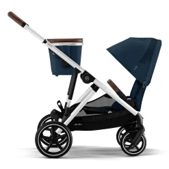 Gazelle S Stroller - Silver Frame with Ocean Blue Seat