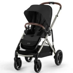 Gazelle S Stroller - Taupe Frame with Moon Black Seat