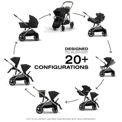 Gazelle S Stroller - Taupe Frame with Moon Black Seat