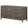 Gravity 6-Drawer Double Dresser - Gray Maple