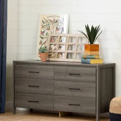 Gravity 6-Drawer Double Dresser - Gray Maple