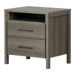 Gravity 2-Drawer Nightstand with Storage - Gray Maple