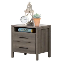 Gravity 2-Drawer Nightstand with Storage - Gray Maple