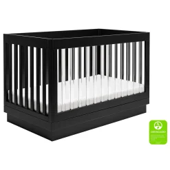 Harlow 3-in-1 Convertible Crib with Toddler Bed Conversion Kit - Black / Acrylic