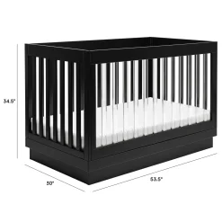 Harlow 3-in-1 Convertible Crib with Toddler Bed Conversion Kit - Black / Acrylic
