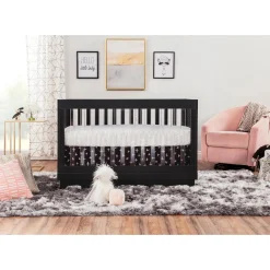 Harlow 3-in-1 Convertible Crib with Toddler Bed Conversion Kit - Black / Acrylic
