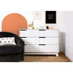 Hudson 6-Drawer Double Dresser - White