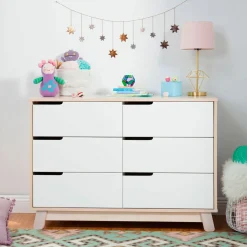 Hudson 6-Drawer Double Dresser - Washed Natural / White