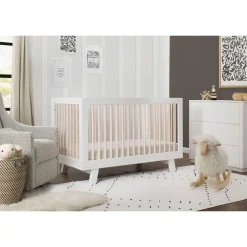 Hudson 3-in-1 Convertible Crib - White / Washed Natural