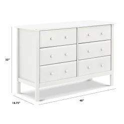 Jayden 6-Drawer Double Wide Dresser - White
