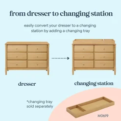 Jenny Lind Spindle 6-Drawer Dresser - Honey