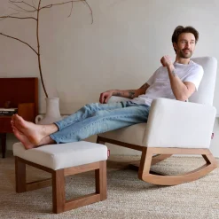 Joya Ottoman - Dune / Walnut