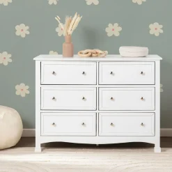 Kalani 6-Drawer Double Wide Dresser - White Finish