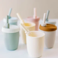 Kids Silicone Cup with Straw - Elephant