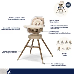 Kiskadee 360° Rotating High Chair - Natural