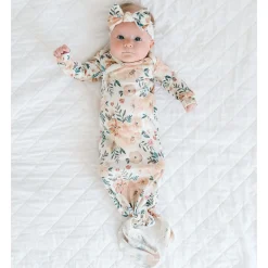 Knotted Gown 0m+ - Autumn Flowers