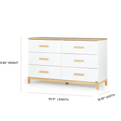 LaLa Big 6-drawer Dresser - White/Natural