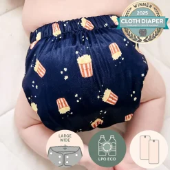 Large Elastic Cloth Diaper 8-35lb- Popcorn