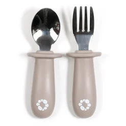 Learning Spoon & Fork Set - Taupe