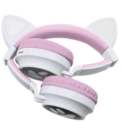 Lexibook - 2 in 1 Bluetooth® and Wired Headphones with lights - Cat Ear
