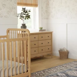 Liberty 3-in-1 Convertible Spindle Crib With Conversion Kit - Honey