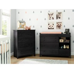 Little Smileys Changing Table with Station - Gray Oak