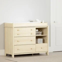 Little Smileys Changing Table with Removable Station - Bleached Oak