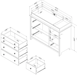 Little Smileys Changing Table with Removable Station - Bleached Oak