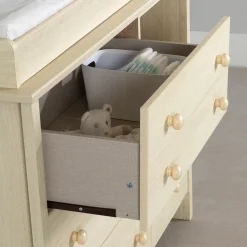 Little Smileys Changing Table with Removable Station - Bleached Oak