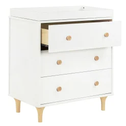 Lolly 3-Drawer Changer Dresser with Removable Changing Tray - White / Natural