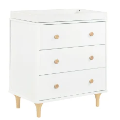 Lolly 3-Drawer Changer Dresser with Removable Changing Tray - White / Natural