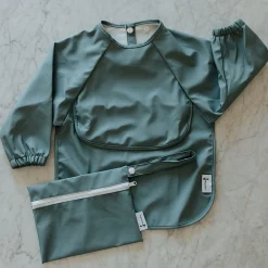 Long-sleeved Bib with integrated pocket 6-24m - Majestic Blue