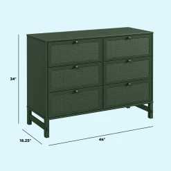 Margot 6 Drawers Dresser - Forest Green