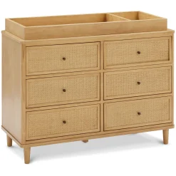 Marin with Cane 6 Drawer Assembled Dresser - Honey and Honey Cane