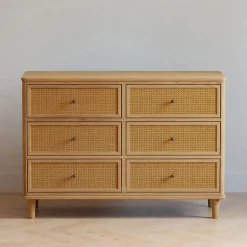 Marin with Cane 6 Drawer Assembled Dresser - Honey and Honey Cane