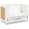 Marin with Cane 3-in-1 Convertible Crib - Warm White and Honey Cane