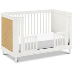 Marin with Cane 3-in-1 Convertible Crib - Warm White and Honey Cane