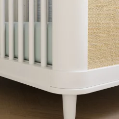 Marin with Cane 3-in-1 Convertible Crib - Warm White and Honey Cane