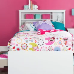 Mates Bed With Bookcase Headboard Set - Vito Pure White